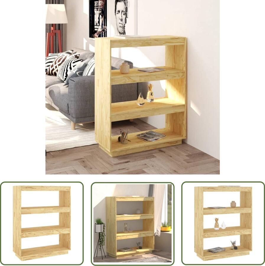 The Living Store Boekenkast kamerscherm 80x35x103 cm massief grenenhout Boekenkast Boekenplank Grenoblehouten Boekenkast Houtsoort Kamerdivider - Foto 2
