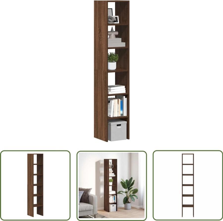 The Living Store Boekenkasten 2st stapelbaar 30x30x80cm bewerkt hout bruin eiken Boekenkasten Boekenplank Opbergkast Houten Boekenkast Bruine Eiken