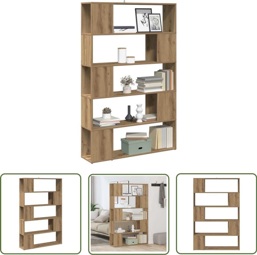 VidaXL Boekenkast kamerscherm 100x24x155 cm artisanaal eikenkleur Boekenkast Boekenplank Wandrek Houten Boekenkast Eiken Kleur