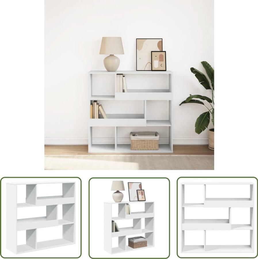 VidaXL Boekenkast kamerscherm 100x33x94 5 cm wit Boekenkast Boekenplank Wandrek Opslagoplossing Houten Kast