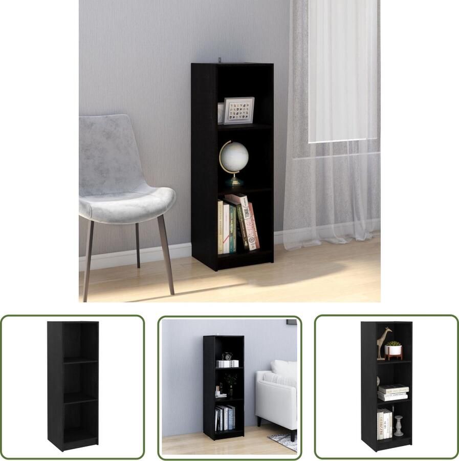 The Living Store Boekenkast kamerscherm 36x33x110 cm massief grenenhout zwart Boekenkast Boekenplank Houtmeubel Grenenhouten Kast Zwarte Boekenkast - Foto 2