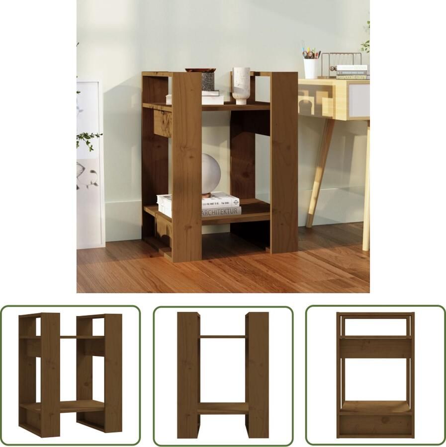 The Living Store Boekenkast kamerscherm 41x35x57 cm grenenhout honingbruin Boekenkast Boekenplank Opbergkast Kamer Scheidingswand Grenoblehouten Meubels - Foto 2