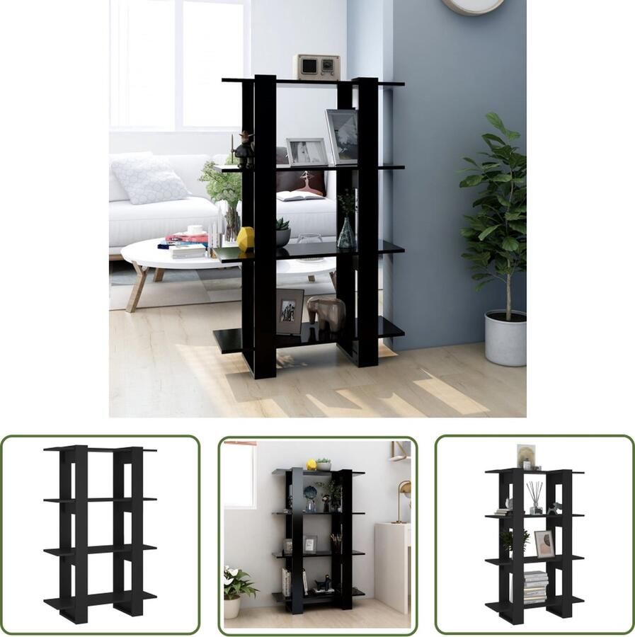 The Living Store Boekenkast Zwart Hout 80 x 30 x 123.5 cm Veelzijdig Boekenkast Boekenplank Kast Woonkamerinrichting Slaapkamerinrichting - Foto 2