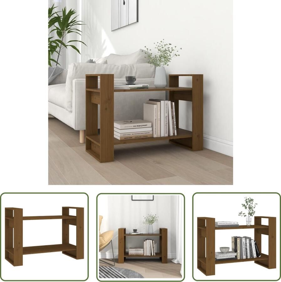 The Living Store Boekenkast kamerscherm 80x35x56 5 cm massief hout honingbruin Boekenkast Boekenplank Hout Grenenhout Vintage - Foto 2