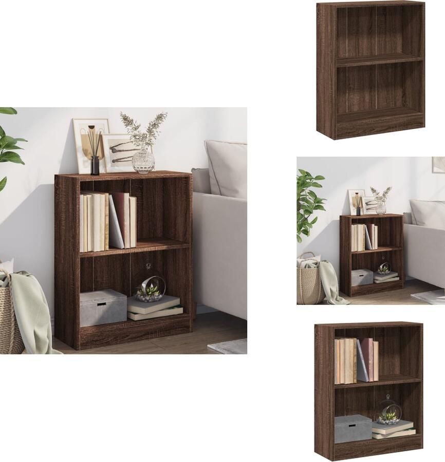 VidaXL Boekenplank Boekenplanken Staande Boekenkast 60x24x74-5 cm bewerkt hout bruineikenkleurig - Foto 2