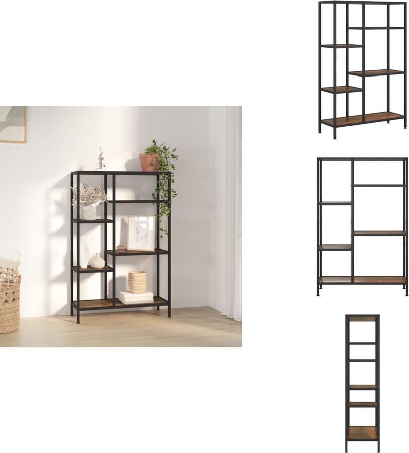 VidaXL Boekenplank Boekenplanken Staande Boekenkast 80x30x120 cm staal en bewerkt hout - Foto 2