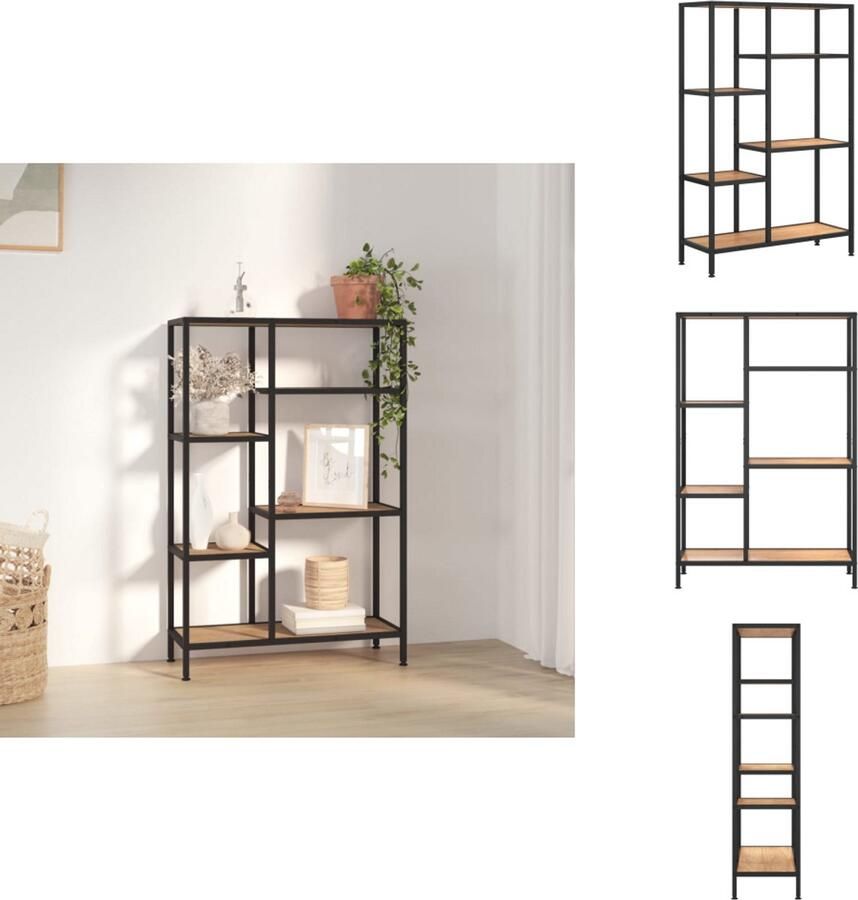 VidaXL Boekenplank Boekenplanken Staande Boekenkast 80x30x120 cm staal en bewerkt hout