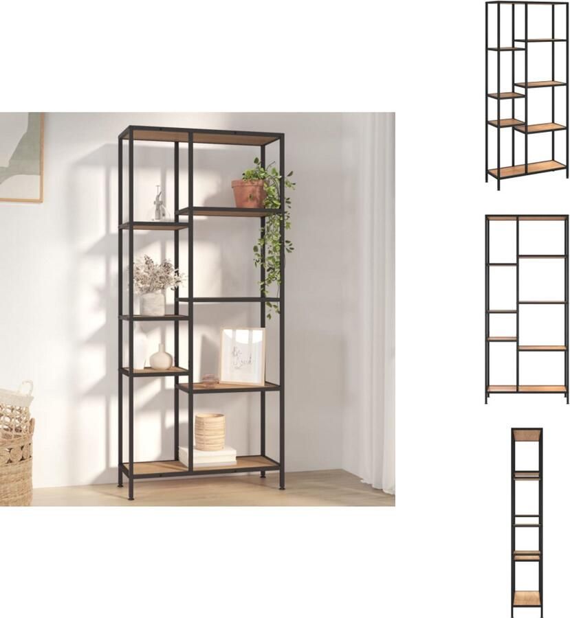 VidaXL Boekenplank Boekenplanken Staande Boekenkast 80x30x180 cm staal en bewerkt hout