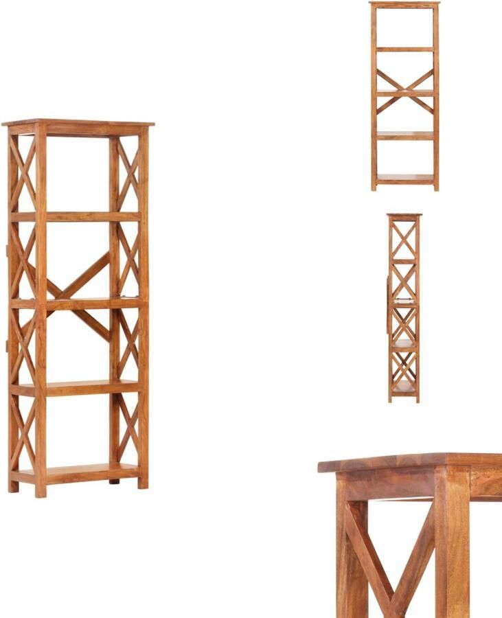 VidaXL Boekenplank Boekenplanken Staande Boekenkast Staande Boekenkasten Boekenkast 60x30x160 cm acaciahout met honingafwerking - Foto 2