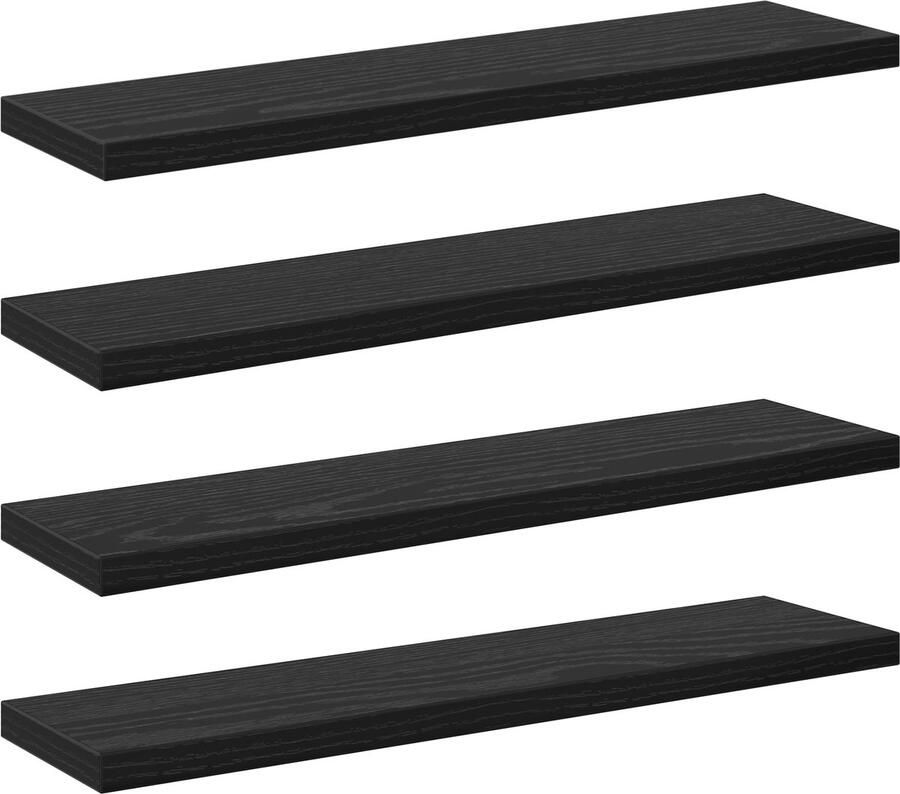 VidaXL Boekenplank Set van 4 in Zwart Eiken Afmetingen: 40x10x1.5 cm Bewerkt Hout
