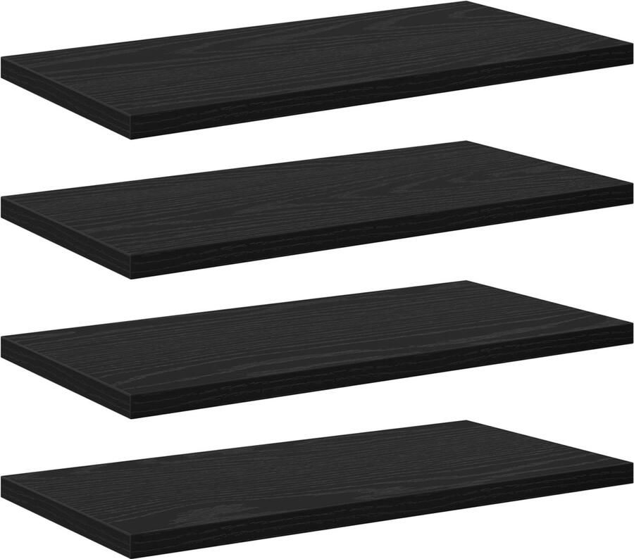 VidaXL Boekenplanken Set van 4 in Zwart Eiken Afmetingen: 40x20x1.5 cm Gemaakt van Gefabriceerd Hout