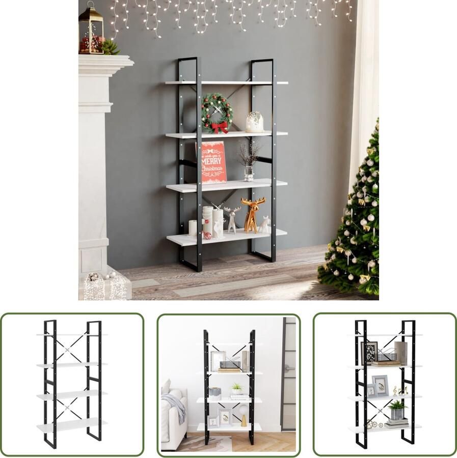 The Living Store IndustrÃle Boekenkast 80 x 30 x 140 cm wit spaanplaat Industriële Boekenkast Boekenplank Houten Boekenkast Wit Boekenkast Kleine Boekenkast - Foto 2