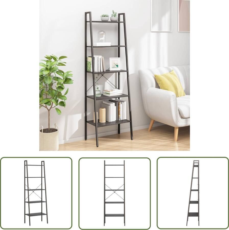 The Living Store Opbergrek 56 x 35 x 174 cm Sterke stalen constructie Brede toepassing Opbergkast Boekenplank Opbergerek Interieurdecoratie Livingroom