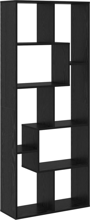VidaXL Room Divider Boekenkast Zwart Eiken 67x25x161.5 cm Bewerkt Hout