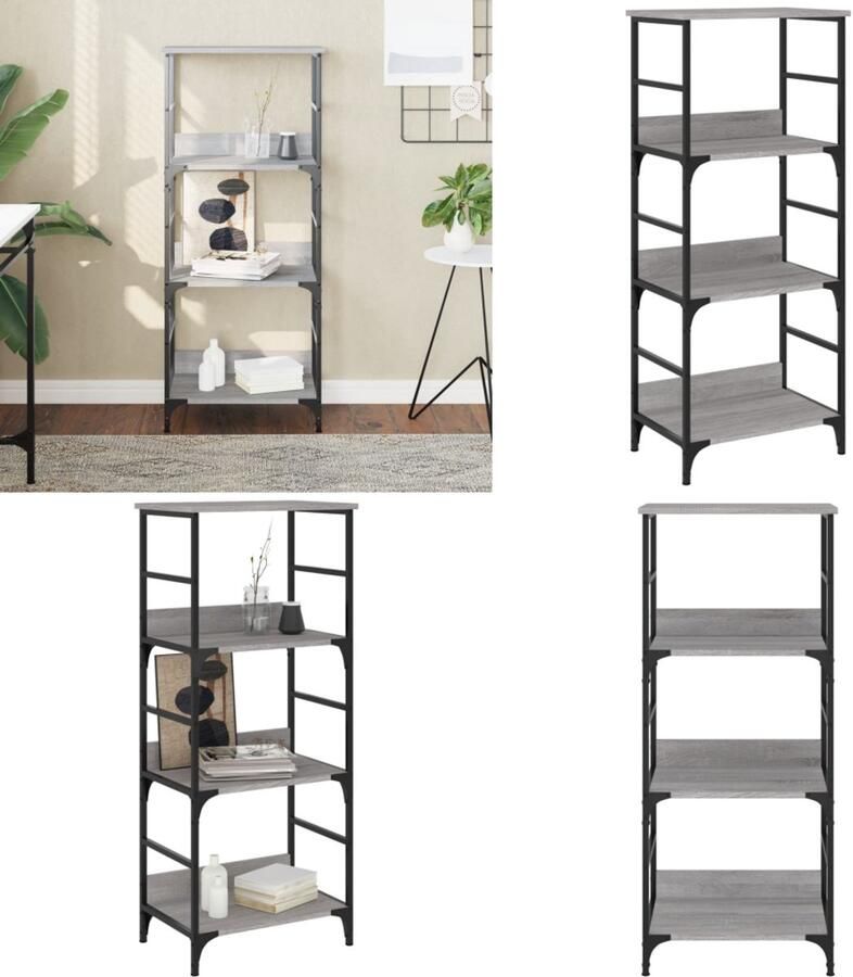 VidaXL Boekenrek 50x33x117 5 cm bewerkt hout grijs sonoma eikenkleurig Boekenkast Boekenkasten Boeken Plank Boekenrek