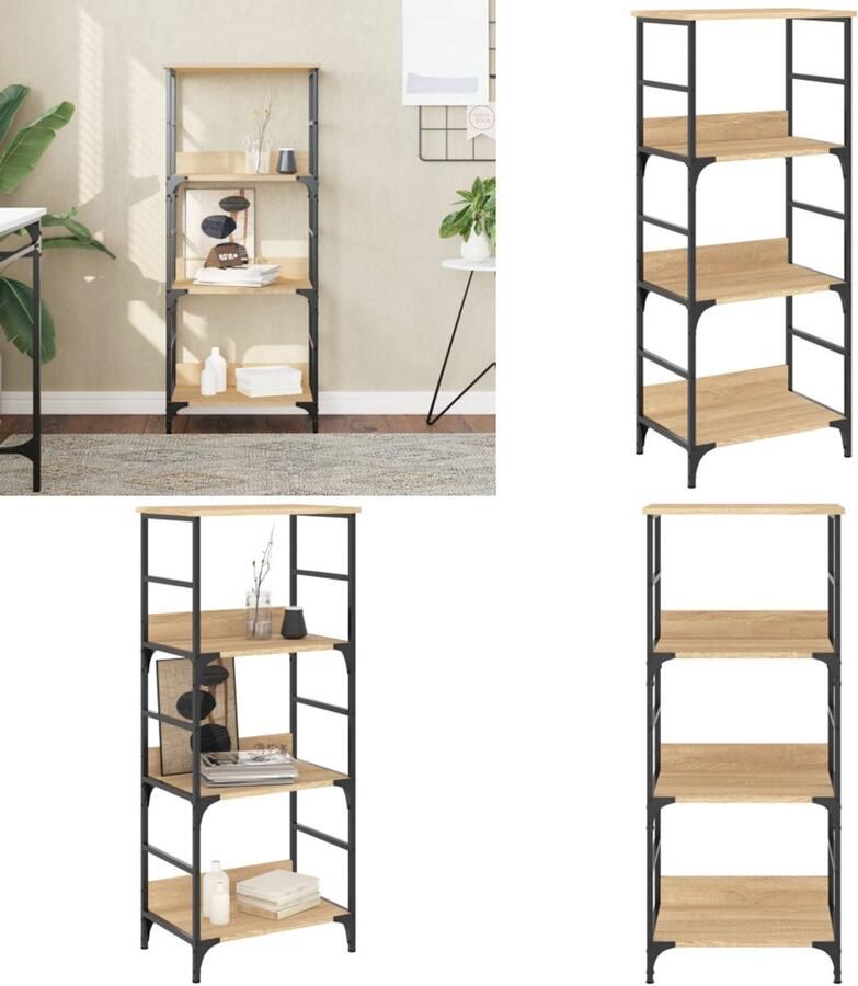 VidaXL Boekenrek 50x33x117 5 cm bewerkt hout sonoma eikenkleurig Boekenkast Boekenkasten Boeken Plank Boekenrek