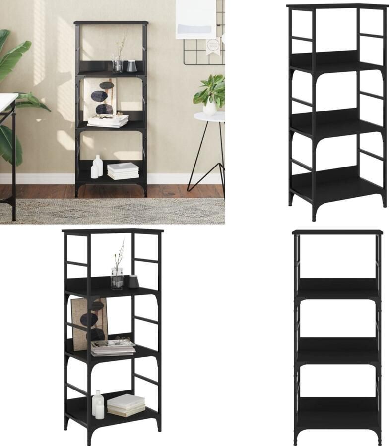 VidaXL Boekenrek 50x33x117 5 cm bewerkt hout zwart Boekenkast Boekenkasten Boeken Plank Boekenrek