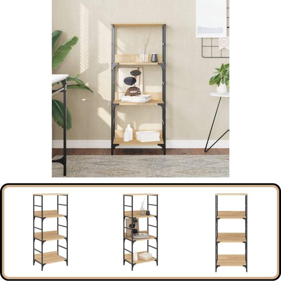 VidaXL Boekenrek 50x33x117 5 cm Sonoma Eiken Boekenrek Industrieel Boekenrek Houten Boekenplank Bibliotheek Kast Opbergkast