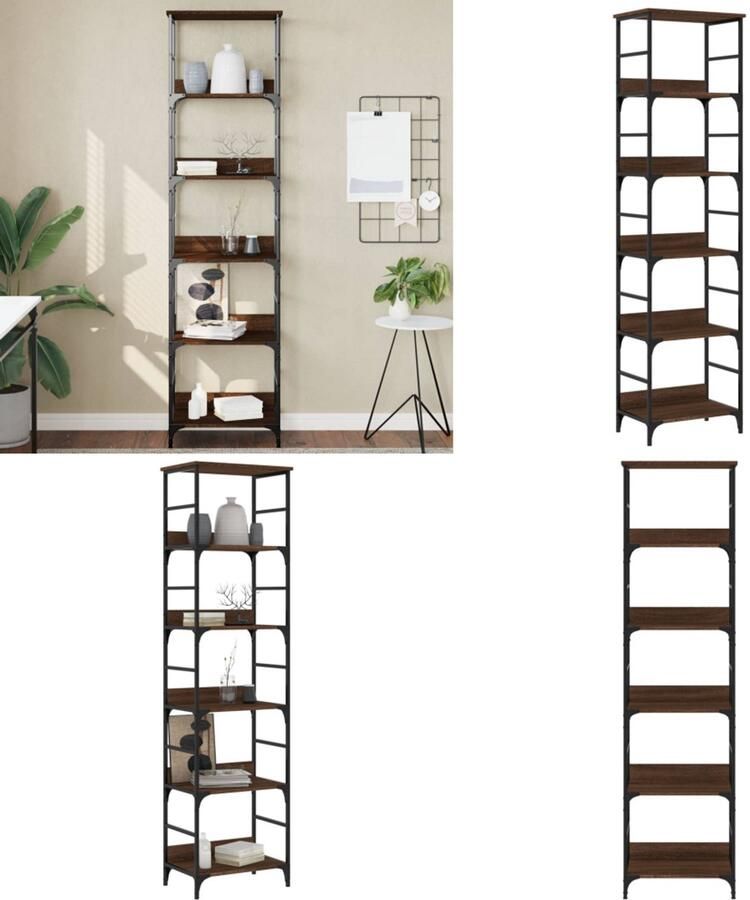 VidaXL Boekenrek 50x33x188 5 cm bewerkt hout bruin eikenkleur Boekenkast Boekenkasten Boeken Plank Boekenrek