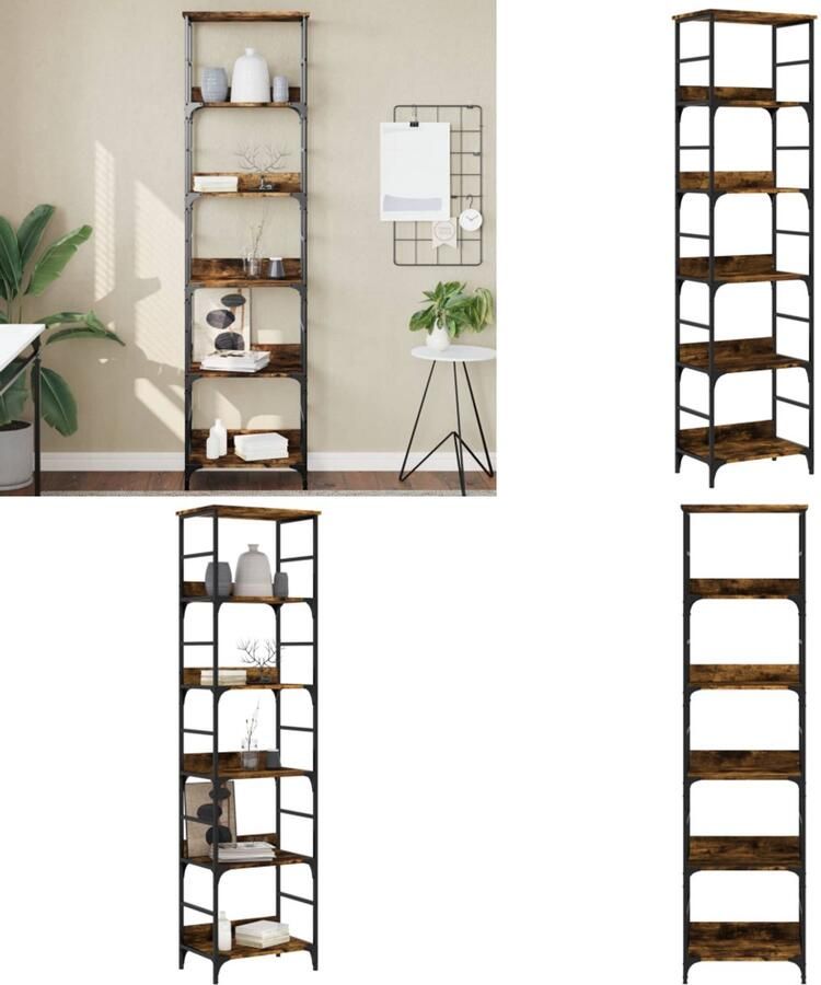 VidaXL Boekenrek 50x33x188 5 cm bewerkt hout gerookt eikenkleurig Boekenkast Boekenkasten Boeken Plank Boekenrek