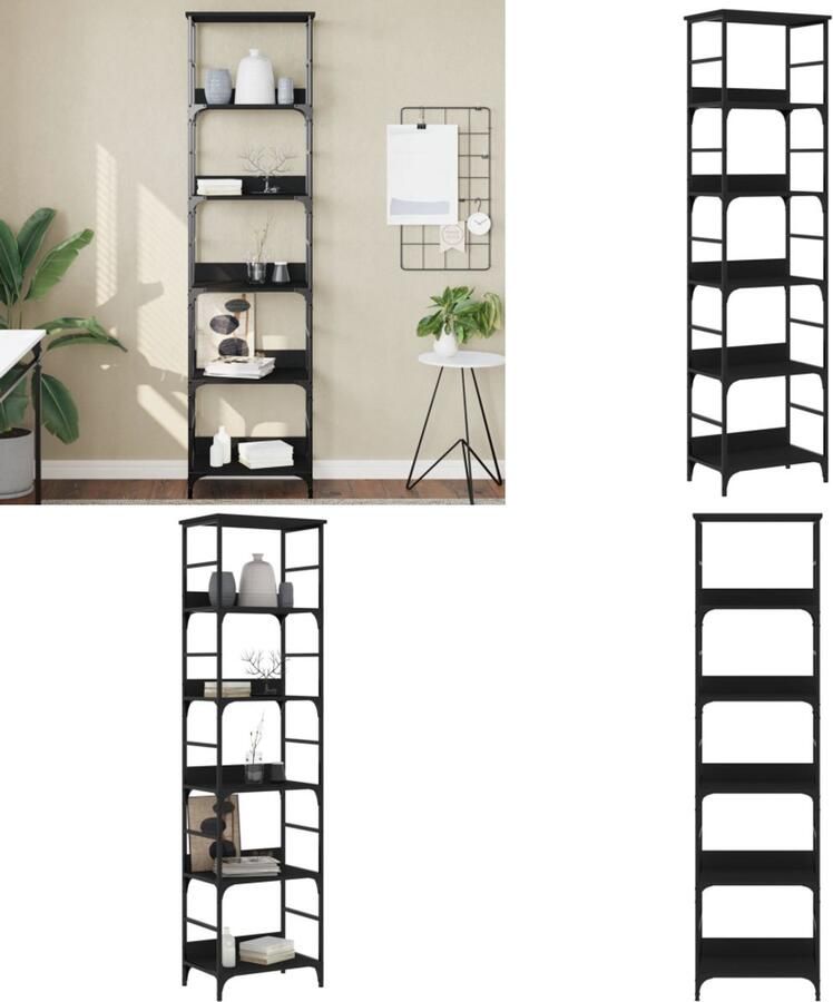 VidaXL Boekenrek 50x33x188 5 cm bewerkt hout zwart Boekenkast Boekenkasten Boeken Plank Boekenrek