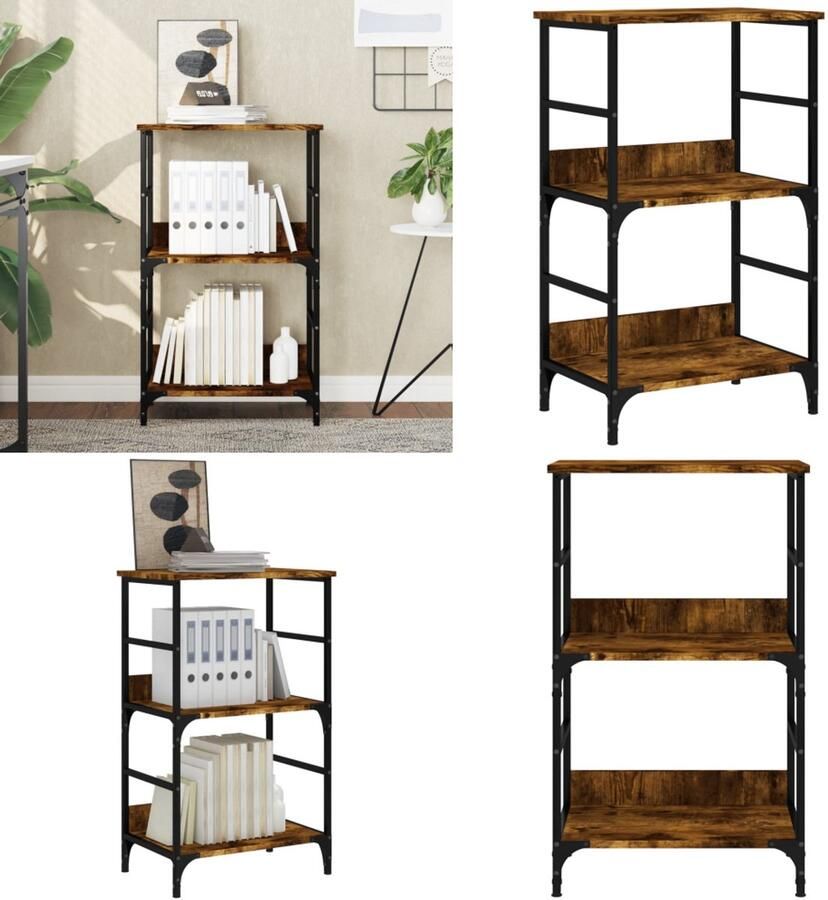 VidaXL Boekenrek 50x33x82 cm bewerkt hout gerookt eikenkleurig Boekenkast Boekenkasten Boeken Plank Boekenrek