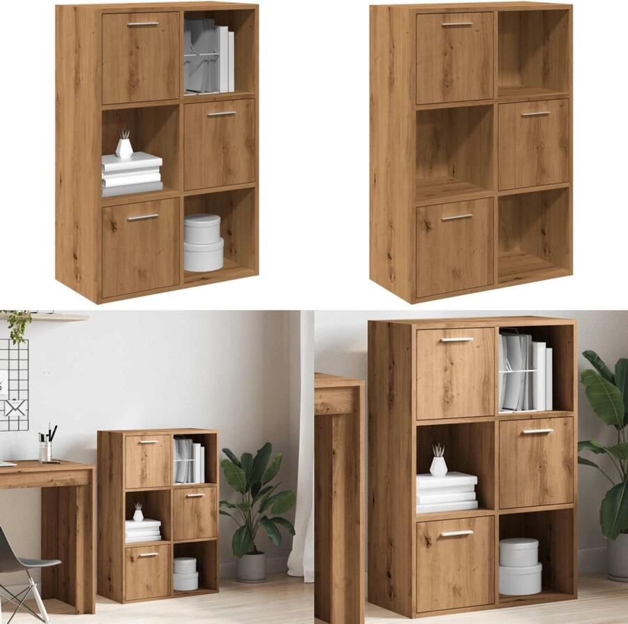 VidaXL Boekenrek 60 5x30x90 cm bewerkt hout artisanaal eikenkleurig Boekenkast Boekenkasten Boeken Plank Boekenrek