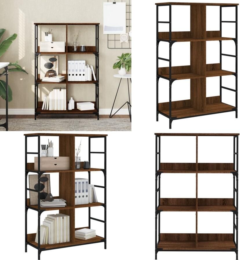 VidaXL Boekenrek 78 5x33x117 5 cm bewerkt hout bruin eikenkleur Boekenkast Boekenkasten Boeken Plank Boekenrek