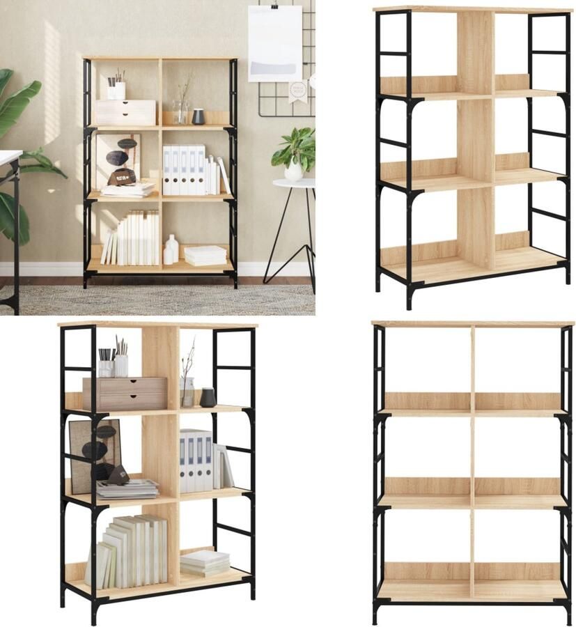 VidaXL Boekenrek 78 5x33x117 5 cm bewerkt hout sonoma eikenkleurig Boekenkast Boekenkasten Boeken Plank Boekenrek
