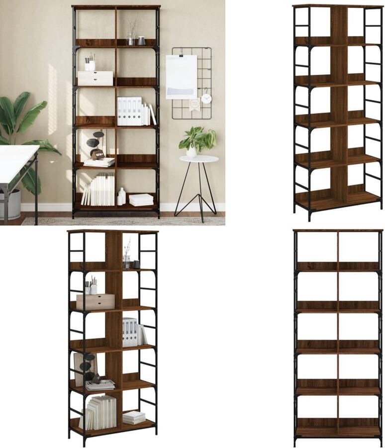 VidaXL Boekenrek 78 5x33x188 5 cm bewerkt hout bruin eikenkleur Boekenkast Boekenkasten Boeken Plank Boekenrek