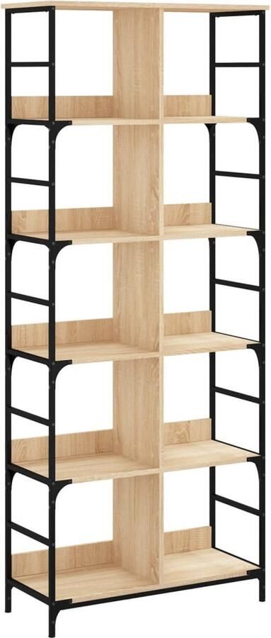VidaXL Boekenrek 78 5x33x188 5 cm Sonoma Eiken Boekenplank Boekenkast Industrieel Interieur Houten Kast Bibliotheek