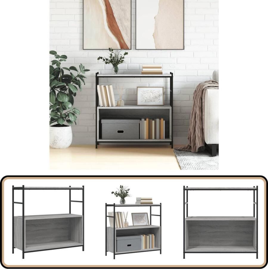 VidaXL Boekenrek 80x30x78 5 cm Grijs Sonoma Boekenrek Industriele Boekenkast Houten Boekenkast Grijze Boekenkast Opbergplank Bibliotheek