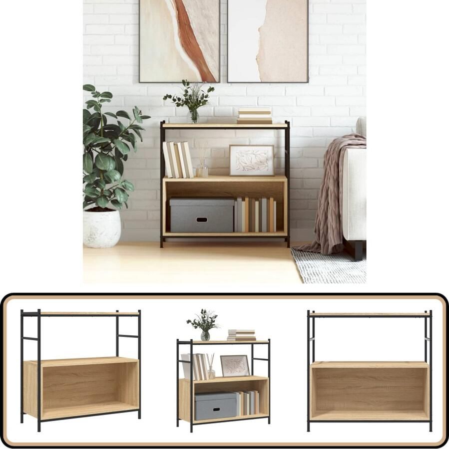 VidaXL Boekenrek 80x30x78 5 cm Sonoma Eiken Hout & IJzer Boekenrek Boekenkast Industrieel Interieur Houten Boekenplank Opbergruimte