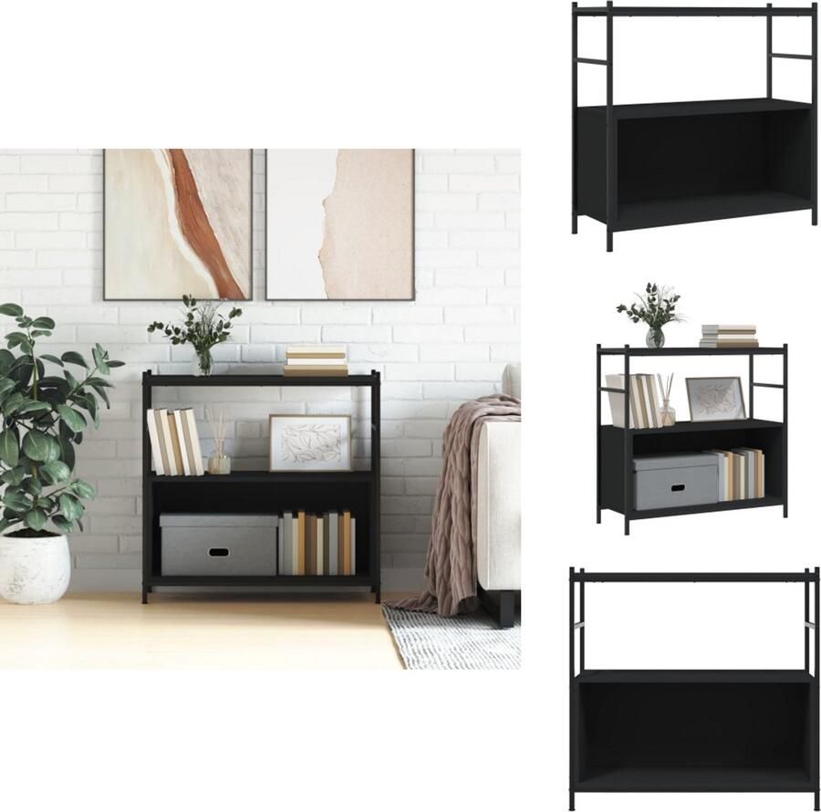 VidaXL Boekenrek Boekenrekken Boekenkast Opbergrek Boekenrek 80x30x78 5 cm bewerkt hout en ijzer zwart