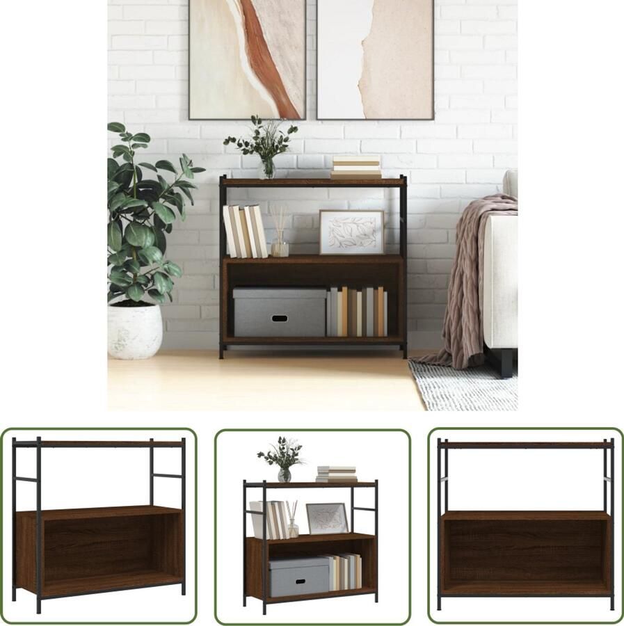 VidaXL Boekenrek Bruineiken 80x30x78 5 cm Boekenrek Houten Boekenplank Industriele Boekenkast Vintage Boekenrek Opslagruimte