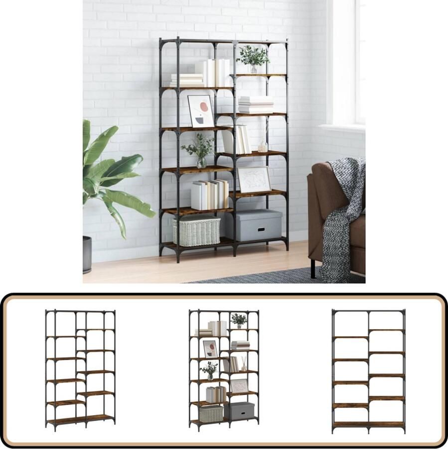 VidaXL Boekenrek Gerookt Eiken 100x32x170 cm Boekenrek Houten Boekenplank Industrieel Boekenrek Vintage Boekenkast Bibliotheek Kast