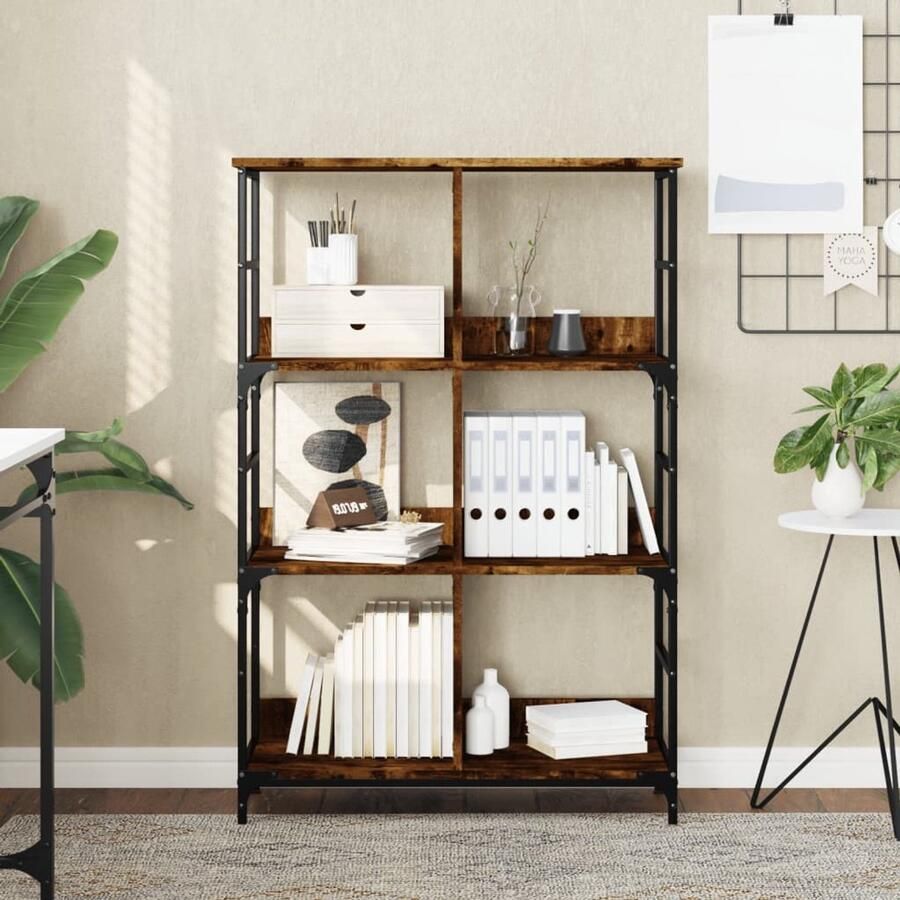 VidaXL Boekenrek Gerookt Eiken 78 5x33x117 5 cm Boekenplank Boekenkast Industrieel Interieur Houten Kast Bergruimte