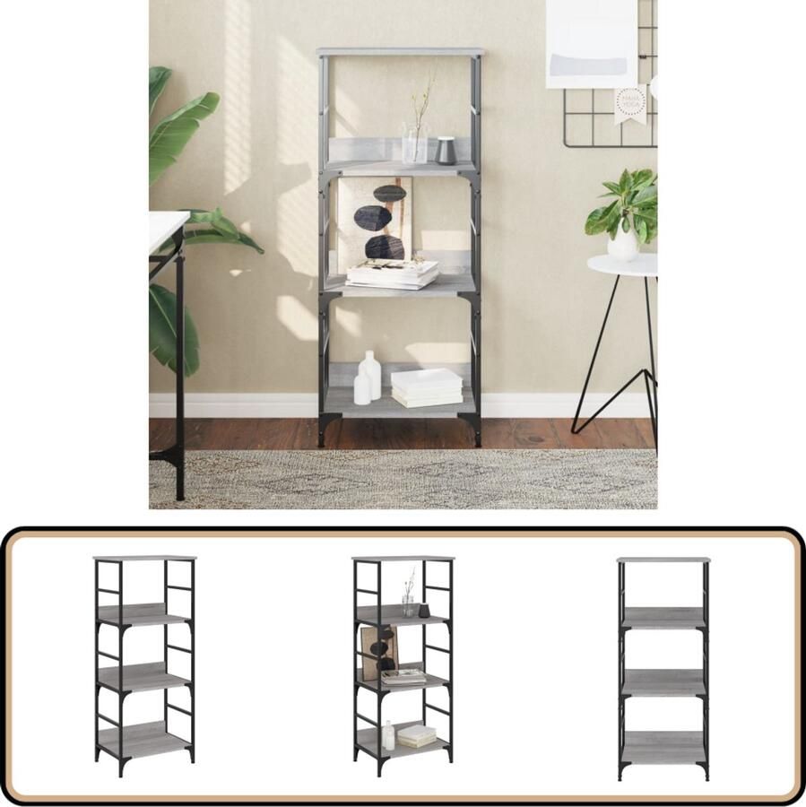 VidaXL Boekenrek Grijs Sonoma Eiken 50x33x117 5 cm Boekenplank Boekenkast Industrieel Interieur Houten Kast Grijze Kast