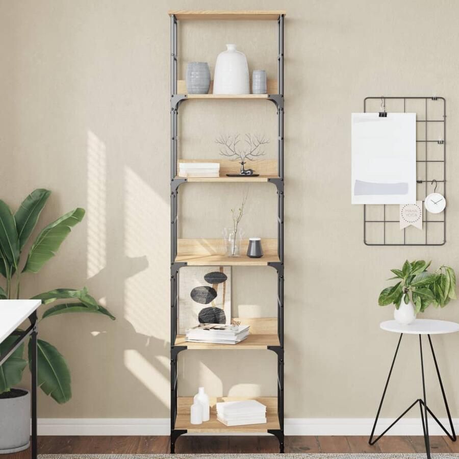 VidaXL Boekenrek Sonoma Eiken 50x33x188 5 cm Boekenrek Industrieel Boekenrek Houten Boekenrek Bibliotheek Kast Salontafel Woonkamerdecoratie - Foto 2