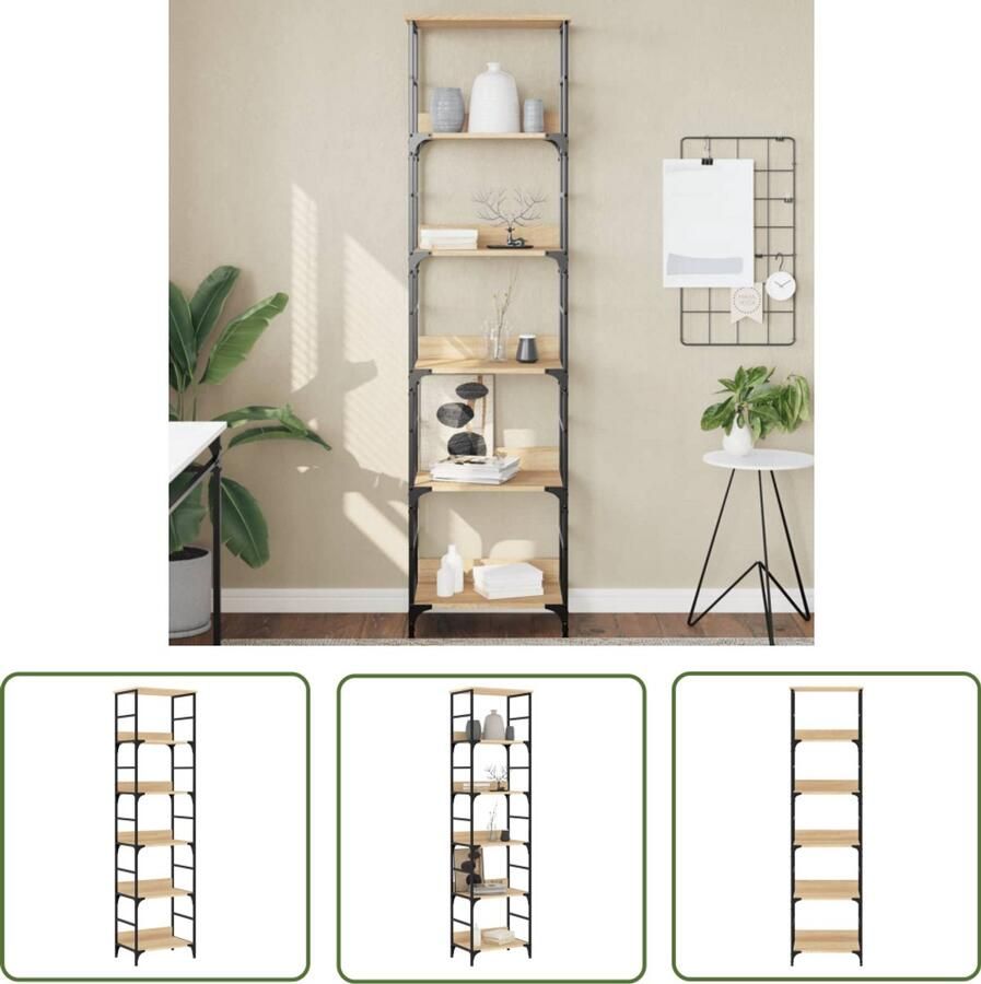 VidaXL Boekenrek Sonoma Eiken 50x33x188 5 cm Boekenrek Industrieel Boekenrek Houten Boekenrek Bibliotheek Kast Salontafel Woonkamerdecoratie