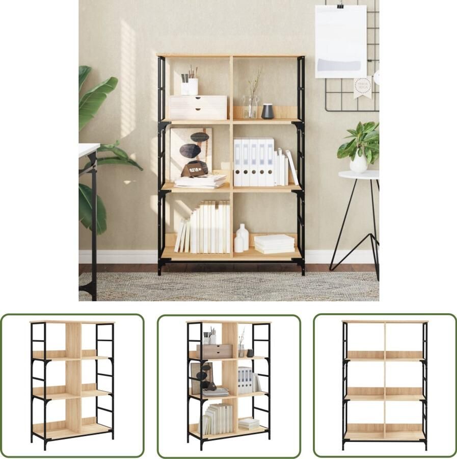 VidaXL Boekenrek Sonoma Eiken 78 5x33x117 5 cm Boekenrek Industrieel Design Houten Boekenplank Sonoma Eiken Bibliotheek Opbergruimte