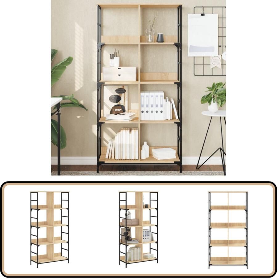 VidaXL Boekenrek Sonoma Eiken 78 5x33x153 cm Boekenplank Boekenkast Industrieel Interieur Houten Kast Opbergruimte Bibliotheek