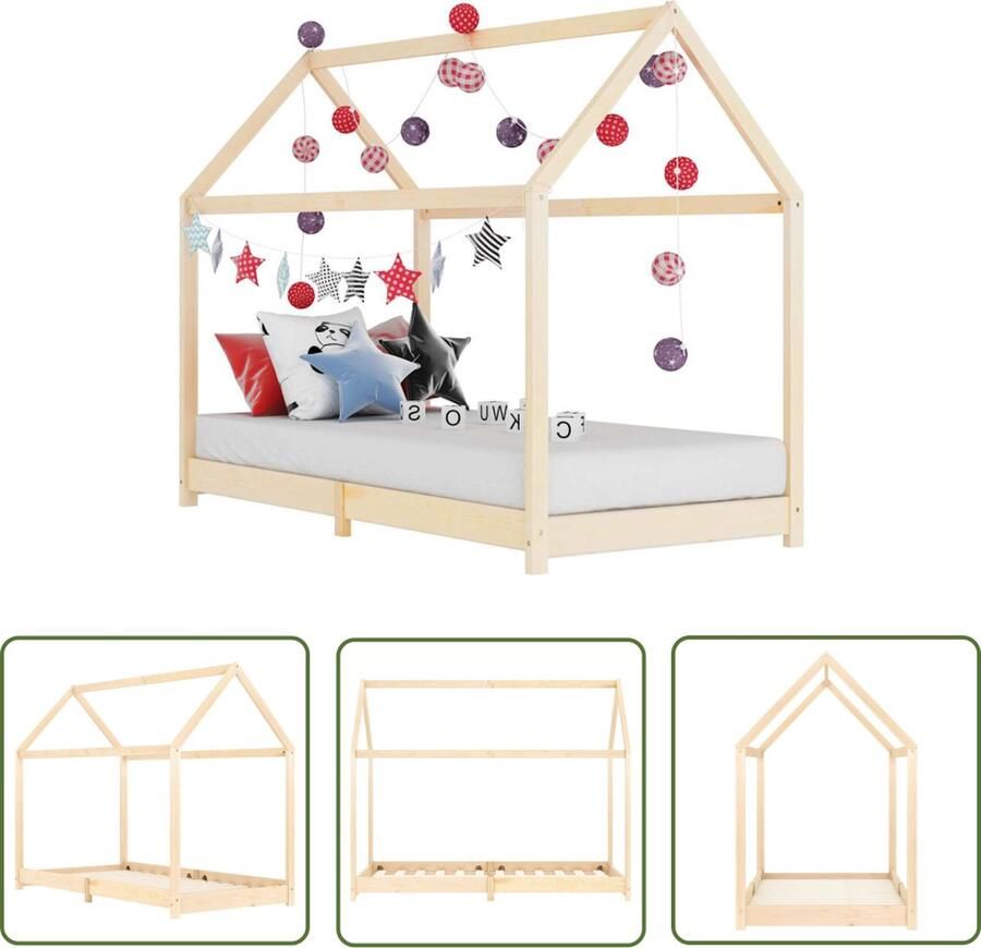 The Living Store Boomhut Bedframe Massief grenenhout 206 x 98 x 141.5 cm Geschikt voor 90 x 200 cm matras Kinderbed Boomhut Bed Grenenhout Bed Kids Bed Tweepersoons Bed