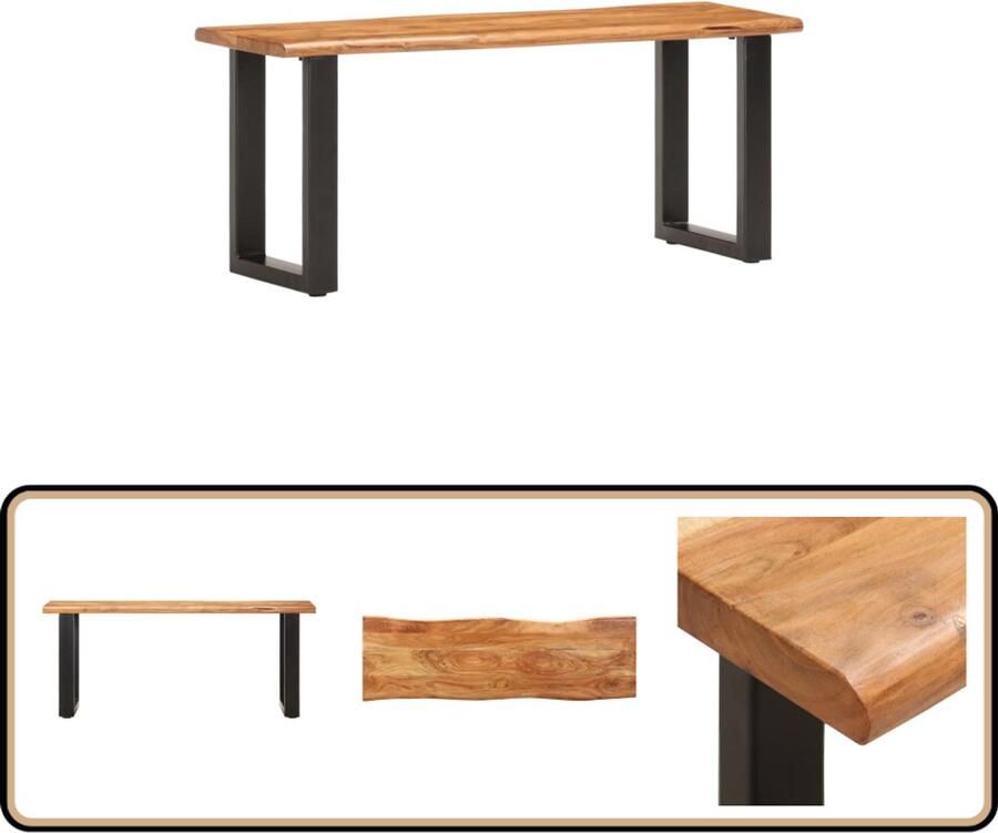 VidaXL Boomstambankje 110 cm Acaciahout en Staal Industriele Bank Acacia Bank Vintage Bank Halbank Entreebank