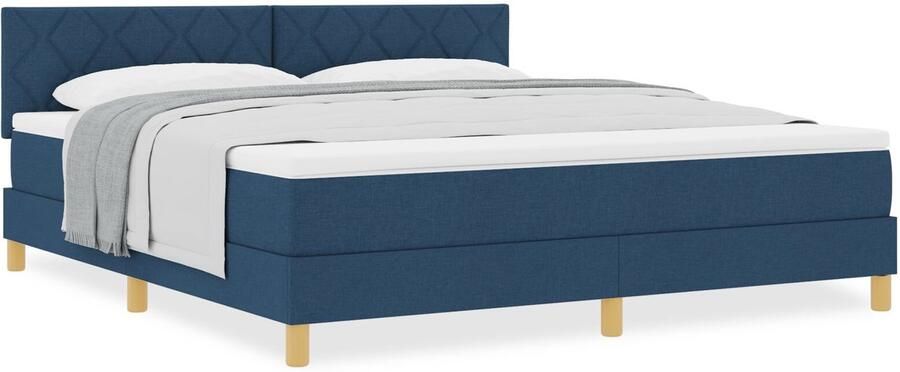 VidaXL Boxspringbed met matras met matras Blauw 180 x 200 cm Stof - Foto 2