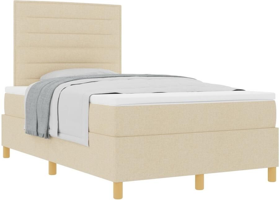 VidaXL Box Spring Bed met Matras Crème 120x200 cm Stof - Foto 2
