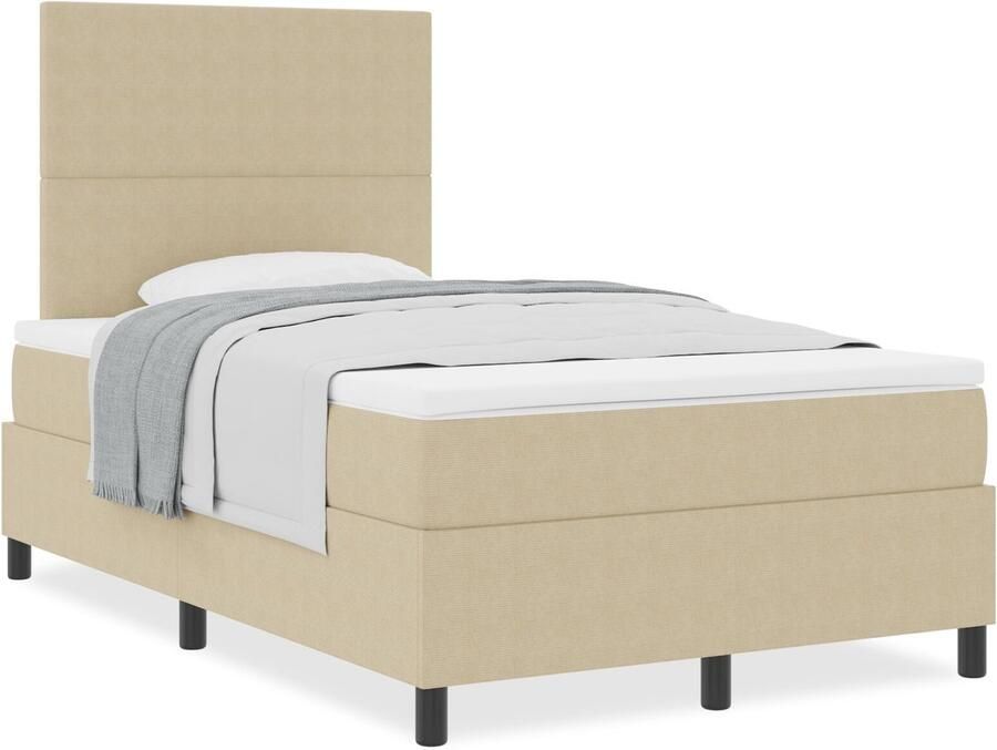 VidaXL Boxspringbed met Matras Lichtgroen Grijs 120x200 cm Corduroy Stof