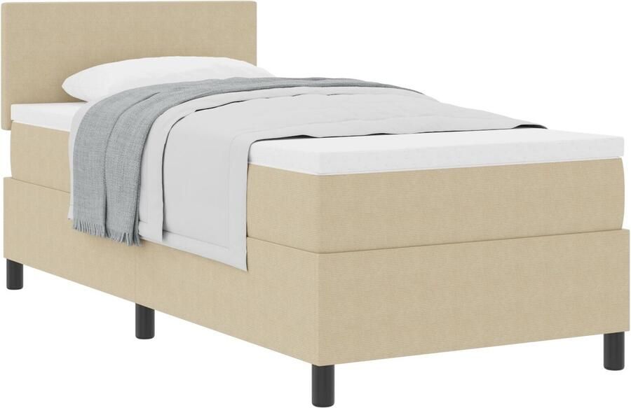 VidaXL Box Spring Bed met Matras Lichtgroen Grijs 80x200 cm Corduroy Stof - Foto 2