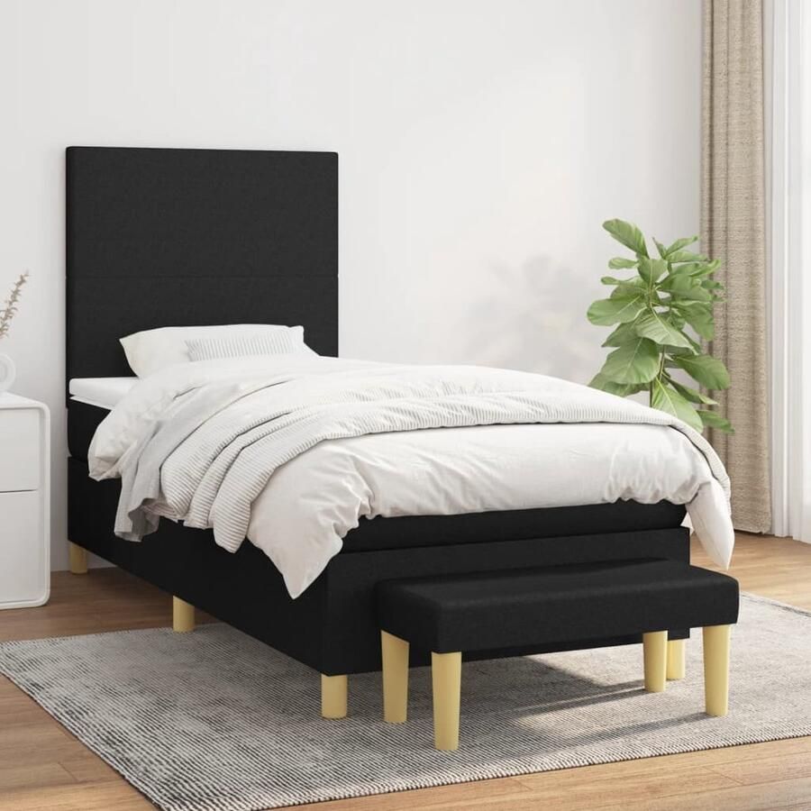 VidaXL Boxspring 100x200 cm Inclusief Matras en Bank Boxspringbed Boxspring Tweepersoonsbed Slaapcomfort Zithoek Designkamer Modern Interieur Bedroom Furniture - Foto 2