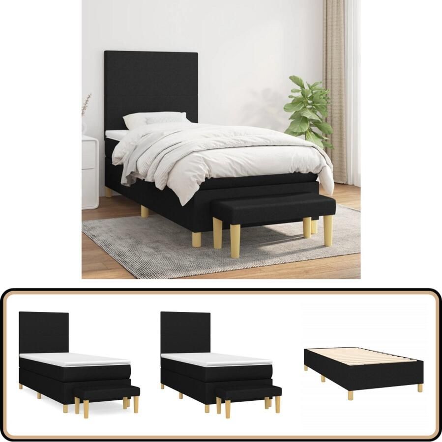 VidaXL Boxspring 100x200 cm Inclusief Matras en Bank Boxspringbed Boxspring Tweepersoonsbed Slaapcomfort Zithoek Designkamer Modern Interieur Bedroom Furniture